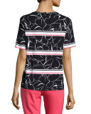Relief-Print Round-Neck Tee, Fantasy