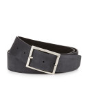 Reversible Suede Belt, Black/Gray 