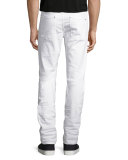 Slim-Fit Stretch-Denim Jeans, White