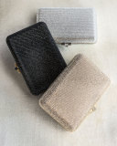 Slim Slide Crystal Evening Clutch Bag, Silver