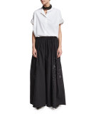 Paillette-Embellished Wide-Leg Pants, Black