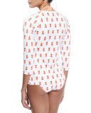 Printed Lace-Up Front Rashguard