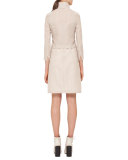 Sleeveless Check Sheath Dress, Nude