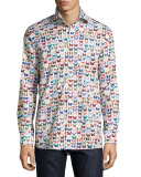 Butterfly-Print Sport Shirt, Multicolor