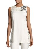 Embellished Linen-Blend Top 