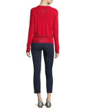 Simone Pinstripe High-Waist Cropped Leggings, Navy/White