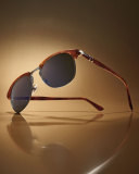 Half-Rim Light-Horn Acetate Sunglasses, Light Brown