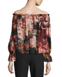 Remi Printed Silk Off-the-Shoulder Top, Multicolor