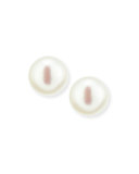 Freshwater Pearl Button Stud Earrings, 8.5-9mm