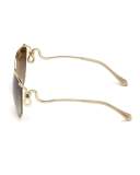 Semi-Rimless Square Snake Sunglasses, Rose Gold
