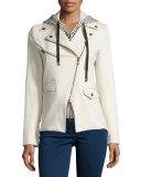 Stretch Jacket w/ Striped Hoodie Dickey, Ecru