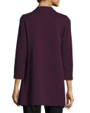 Flat-Knit Wool Draped Jacket, Plum