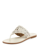 Roselle Laser-Cut Thong Sandal, Ivory