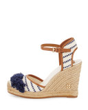 Shaw Striped Espadrille Wedge Pump, Light Natural/Navy Sea/Royal Tan