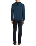 Birdseye Knit Pullover Hoodie, Prussian Blue