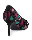 Erin Lace Bow 70mm Pump, Nero