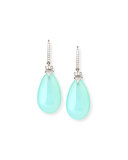 Signature Aqua Chalcedony Pear Drop Earrings with Diamonds