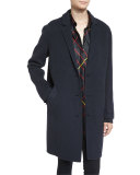 Bree Felted Wool-Blend Coat, Black Windowpane