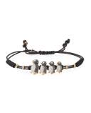 Pull-Cord Bracelet with Black & White Diamond Penguins in 18K Gold
