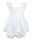Sleeveless Embroidered Batiste Top w/ Bloomers, White, Size 9-24 Months