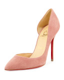 Iriza Half-d'Orsay 100mm Red Sole Pump, Pink