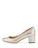 Lauren Leather 50mm Pump, Gray Glitter