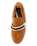 Colorblock-Strap Suede Moccasin