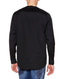 Long-Sleeve Poplin Tee, Black