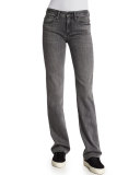 Flare-Leg Denim Jeans, Light Gray
