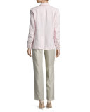 Straight-Leg Drawstring-Waist Linen Pants, Natural