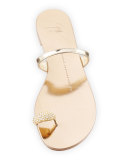 Metallic Toe-Ring Flat Sandal, Gold