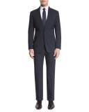 G-Line Mini-Texture Super 150s Wool Two-Piece Suit, Navy