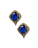 Faceted Lapis Button Earrings