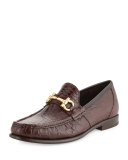 Mason 2 Crocodile Gancini Loafer, Almond