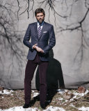 Check Two-Button Sport Coat, Green/Purple