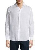Linen Long-Sleeve Sport Shirt, White