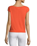 Sydney Button-Front Cashmere Top, Poppy Red