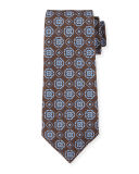 Circle-Medallion Printed Silk Tie