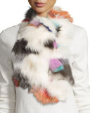 Fox Fur Scarf, White/Multicolor