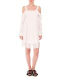 Cold-Shoulder Eyelet-Hem Dress
