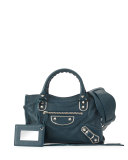 Metallic Edge Classic Mini City Crossbody Bag, Blue Paon 