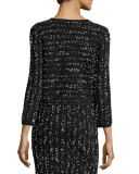 Speckled Tweed Cropped Shrug, Black/Ivory