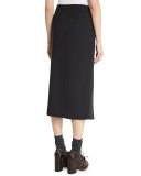 Front-Slit Pencil Midi Skirt, Onyx