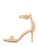 Portofino Leather Ankle-Strap 85mm Sandal, Nude