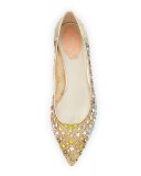 Beaded Lace Ballerina Flat, Gold