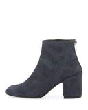 Bacari Denim Chunky-Heel Bootie, Navy Antique Denim