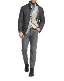 Peak-Lapel Two-Button Sport Jacket, Gravel