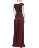Embossed Sparkle Brocade Cap-Sleeve Top