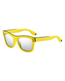 Metal & Rubber Square Sunglasses
