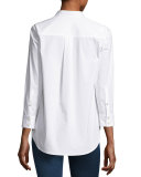 Harper Poplin Lace-up Blouse, White